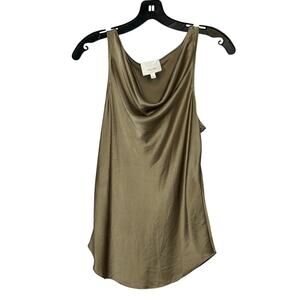 Cinq a Sept Sakura Bronze Cowl Draped Slinky 100% Silk Trendy Top Size Small